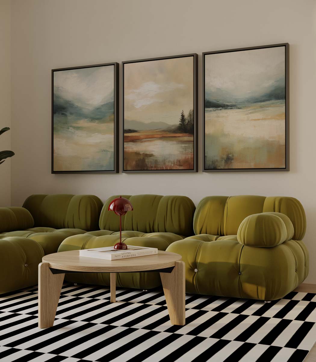 Serene landschappen – drieluik als wanddecoratie