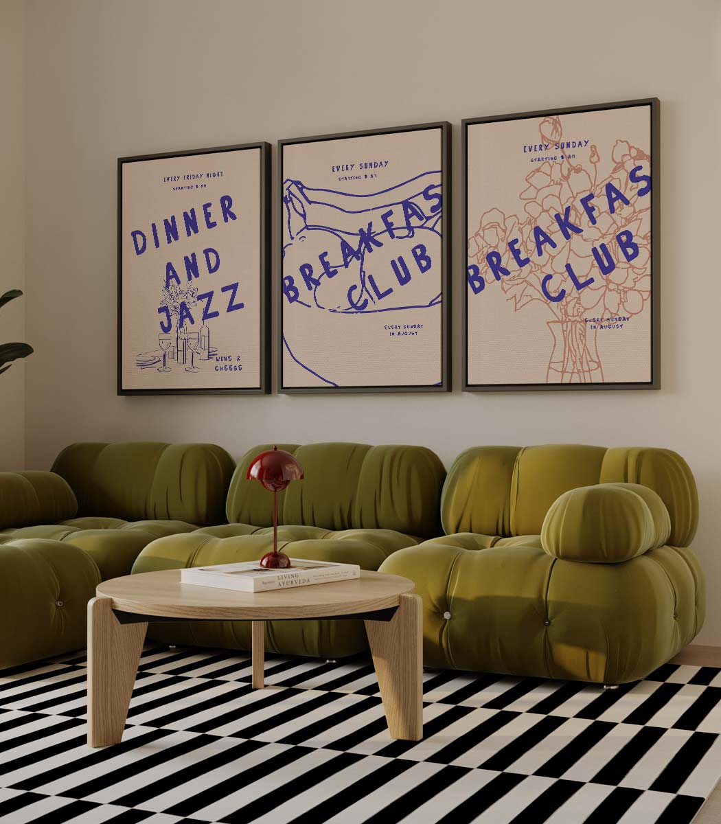 Breakfast Club & Jazz – drieluik als wanddecoratie