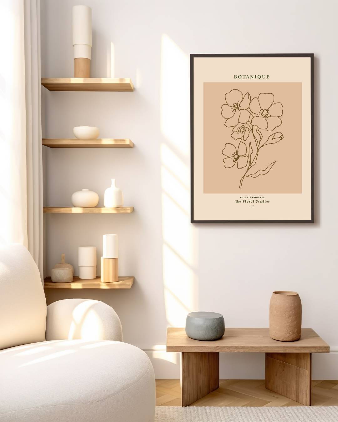 Zachte bloesems lijntekening Poster – staande poster voor modern interieur
