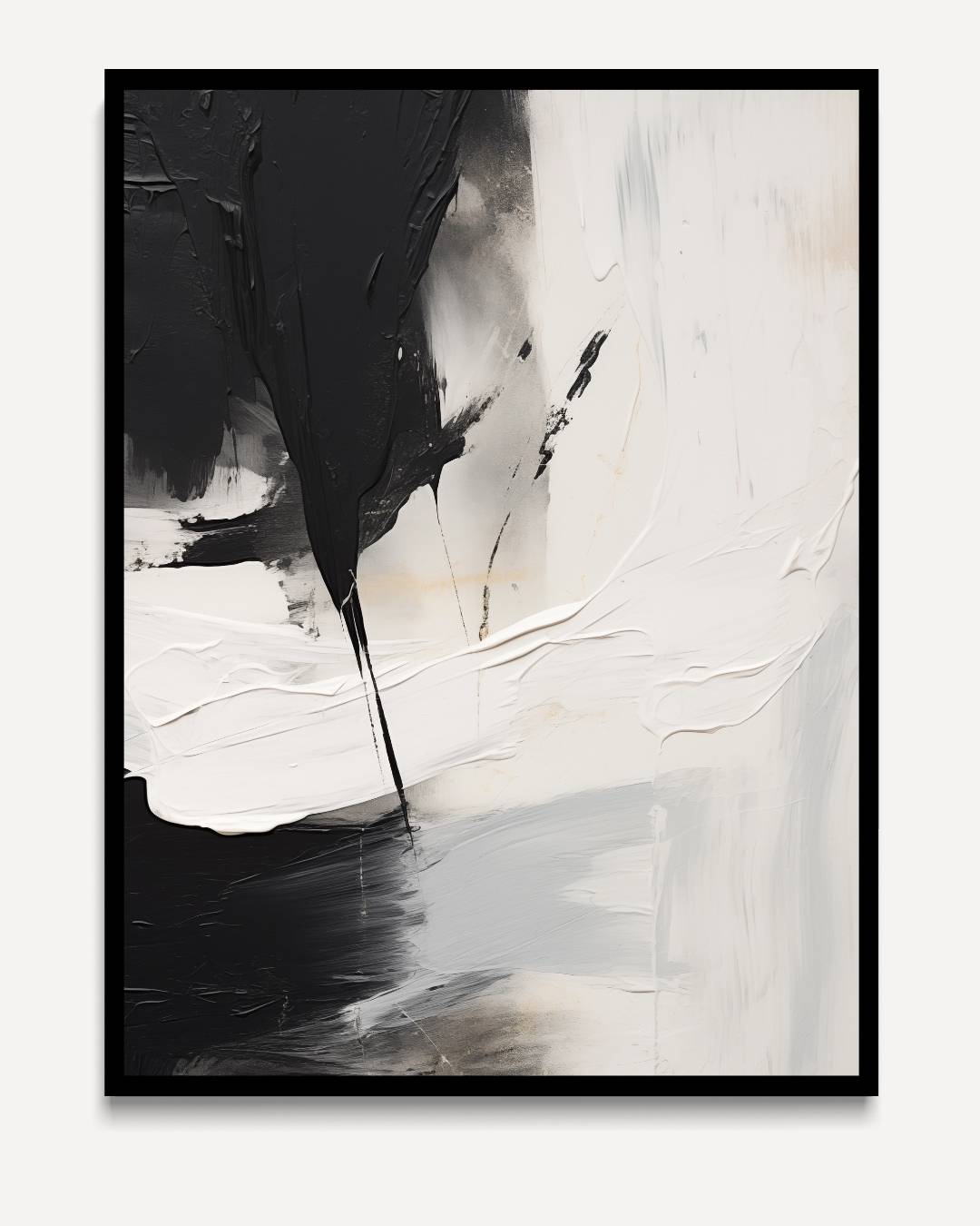 Abstract contrasterende vlakken in zwart en wit – portret kunstwerk als wanddecoratie
