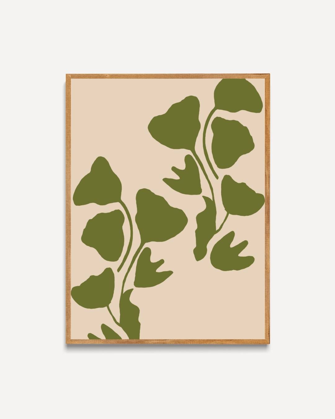 Groene bladeren op beige achtergrond Poster – portret poster als wanddecoratie