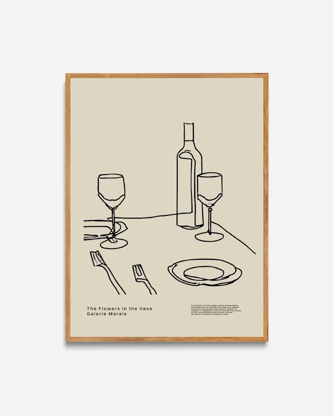 Tafelsetting met wijn schets Poster – portret poster als wanddecoratie