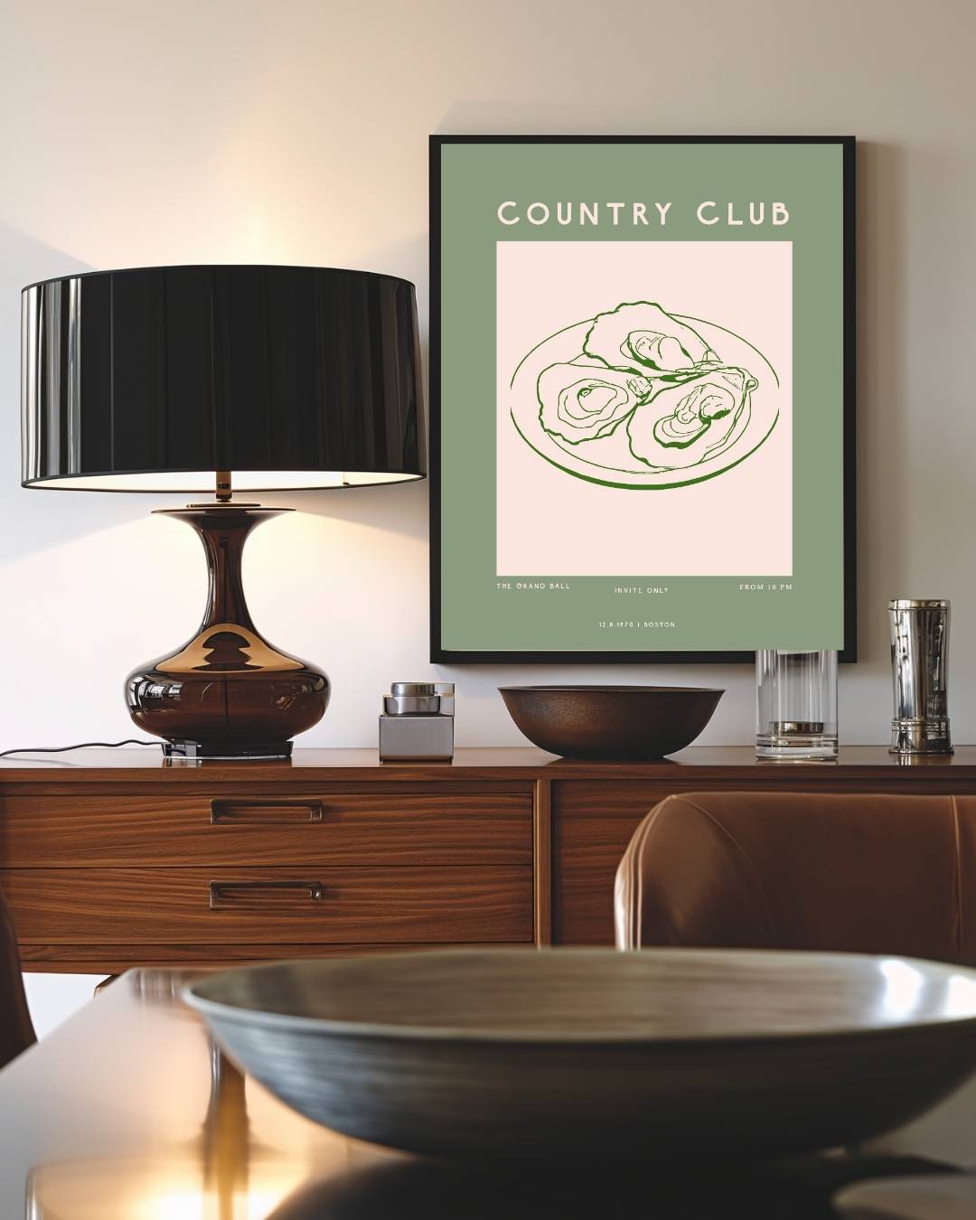 Country Club oesters Poster – staande poster voor modern interieur