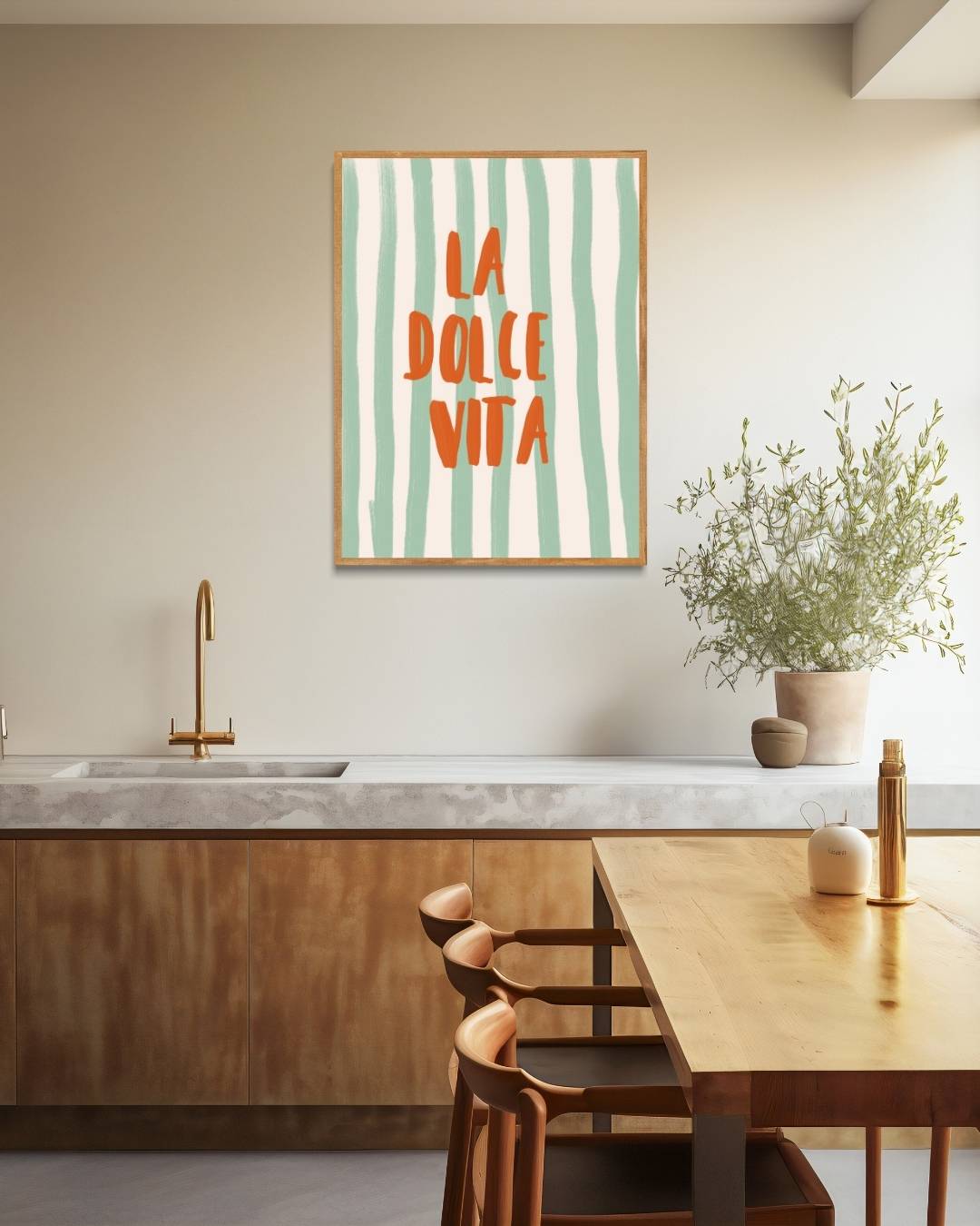 La Dolce Vita gestreepte Poster – staande poster voor modern interieur