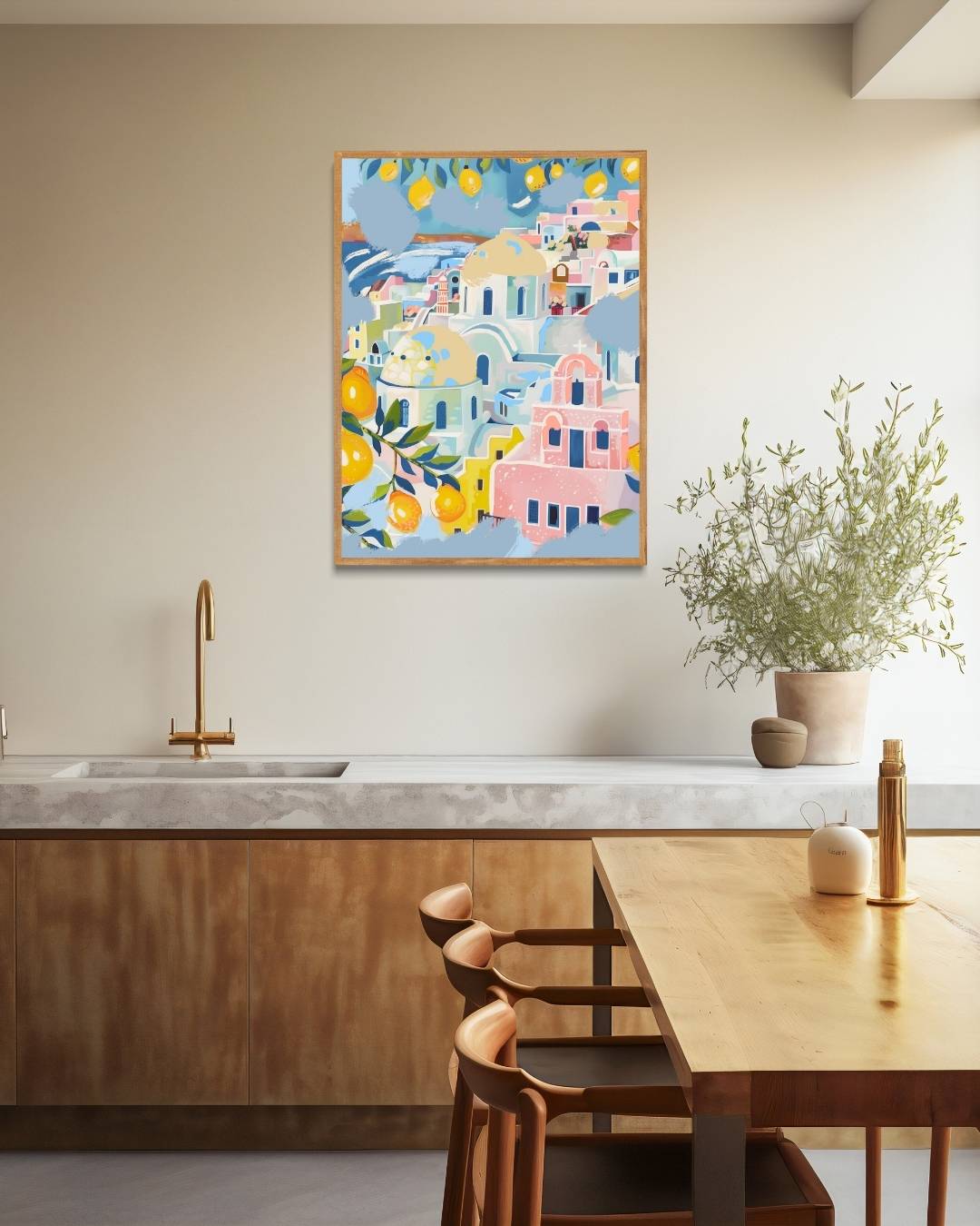 Mediterrane dorpsuitzicht Poster – staande poster voor modern interieur