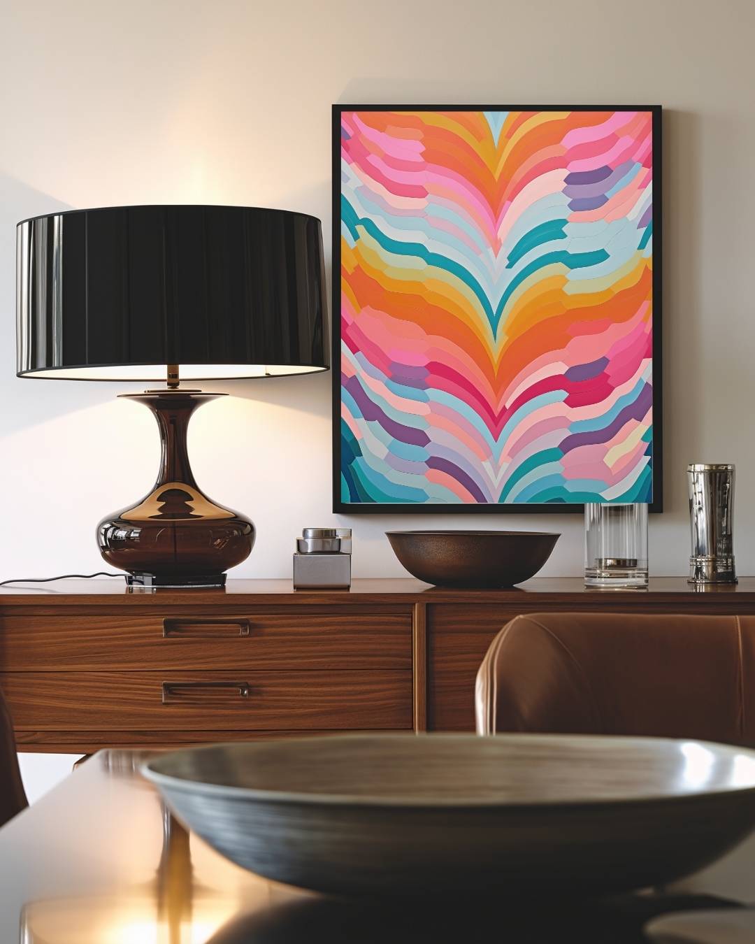 Radiant rainbow waves Poster – staande poster voor modern interieur