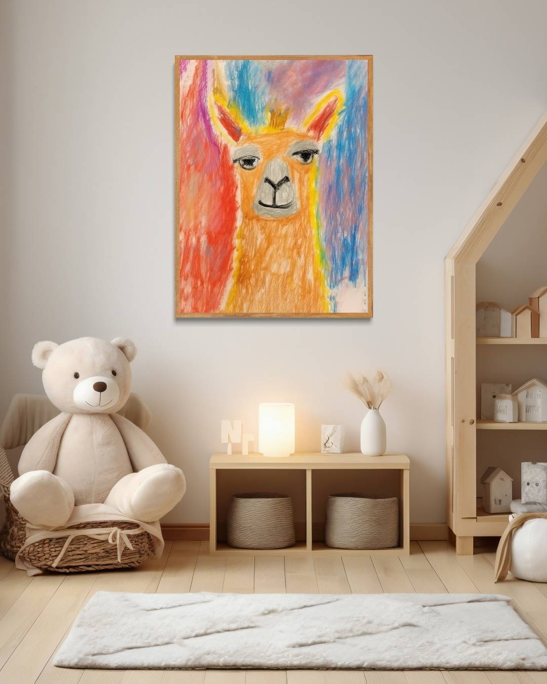 Regenboog lama Poster – staande poster voor modern interieur