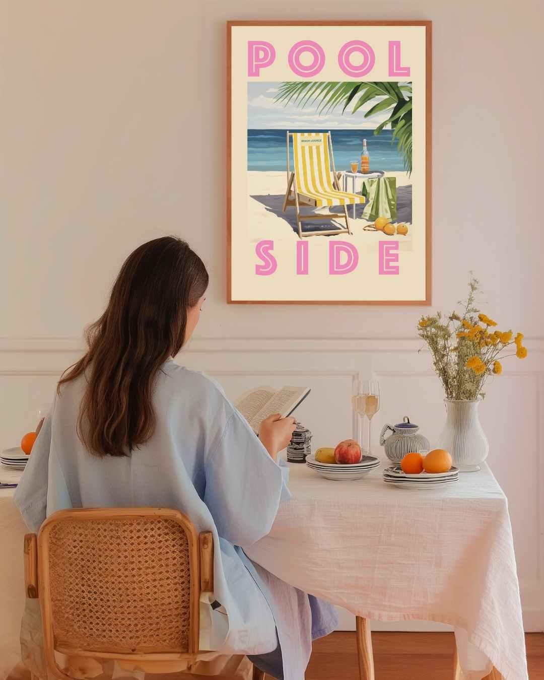 Poolside Beach Lounge Poster – staande poster voor modern interieur