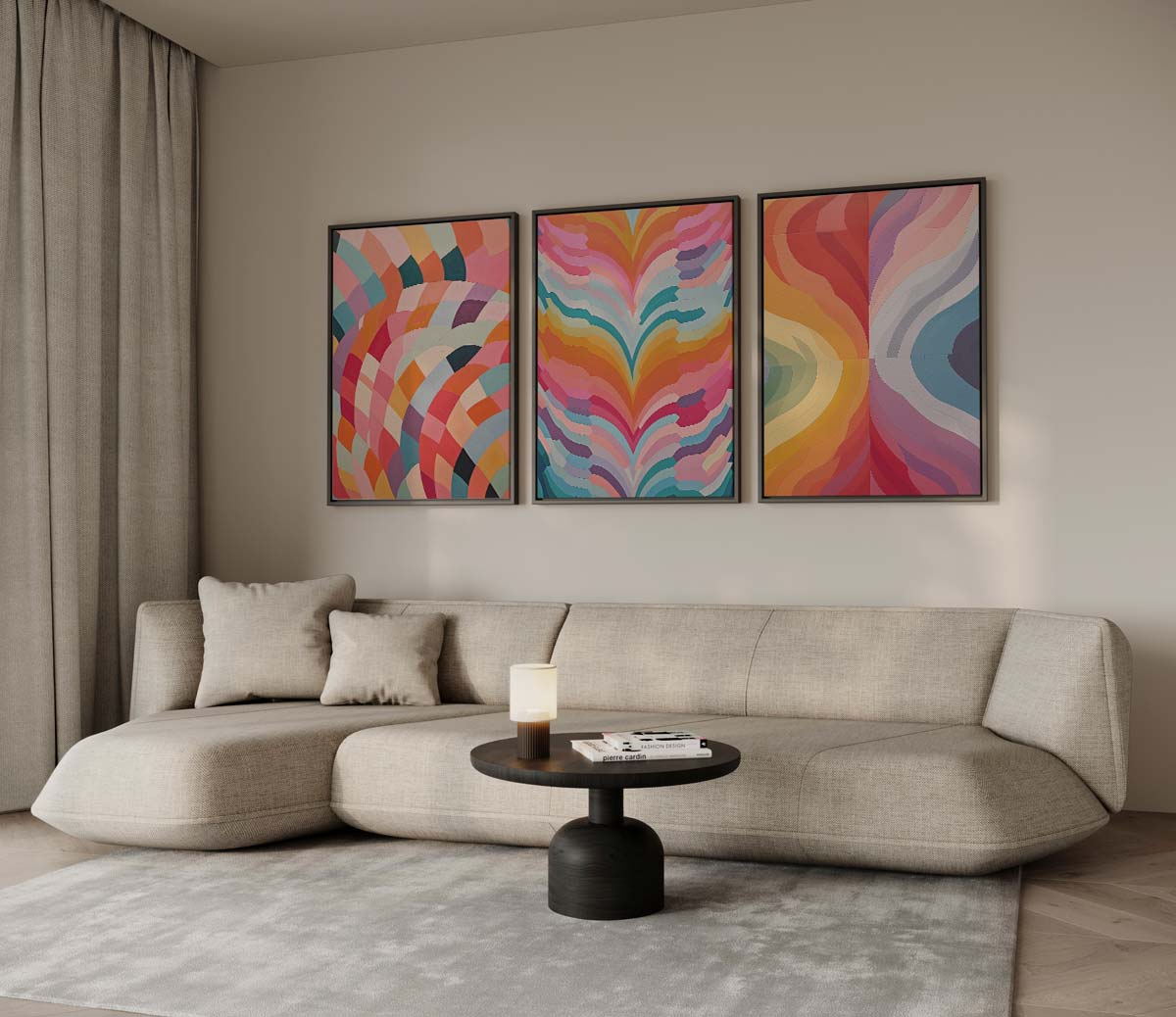 Abstract kleurenspel – drieluik voor modern interieur