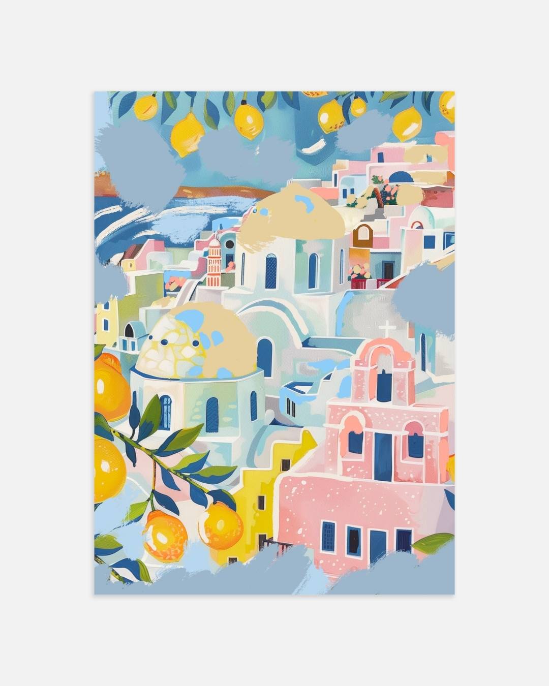 Mediterrane dorpsuitzicht Poster – portret wanddecoratie van WallArtistic