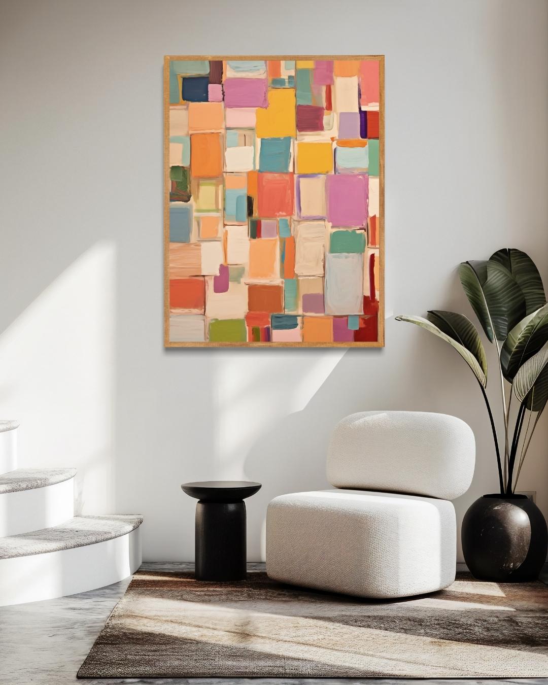 Abstracte kleurrijke vlakken Poster – staande poster voor modern interieur