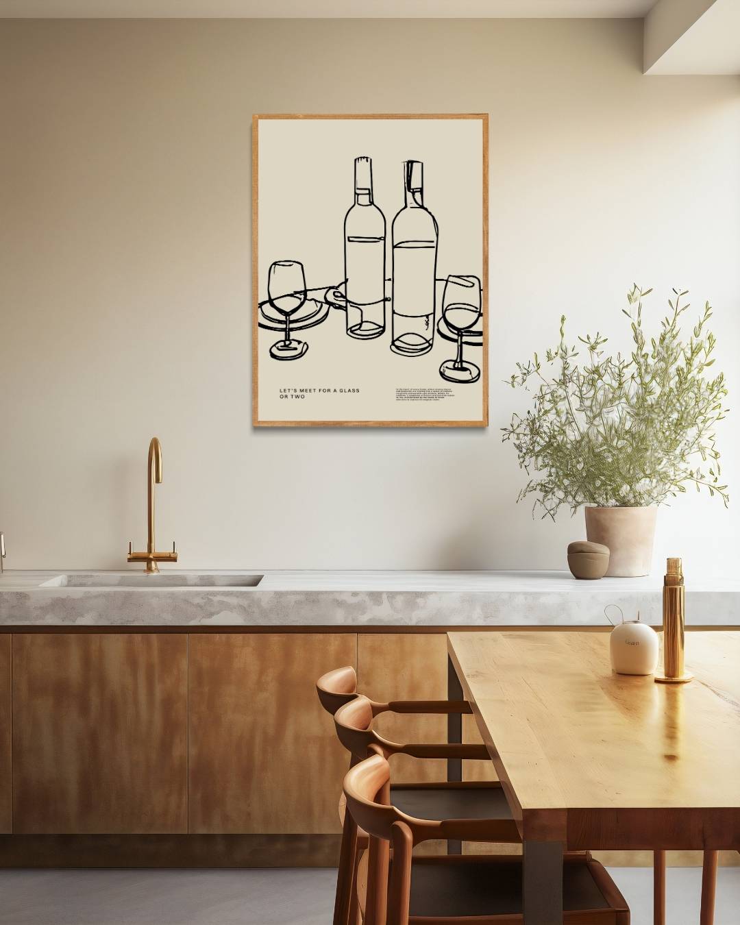 Wijnflessen en glazen Poster – staande poster voor modern interieur