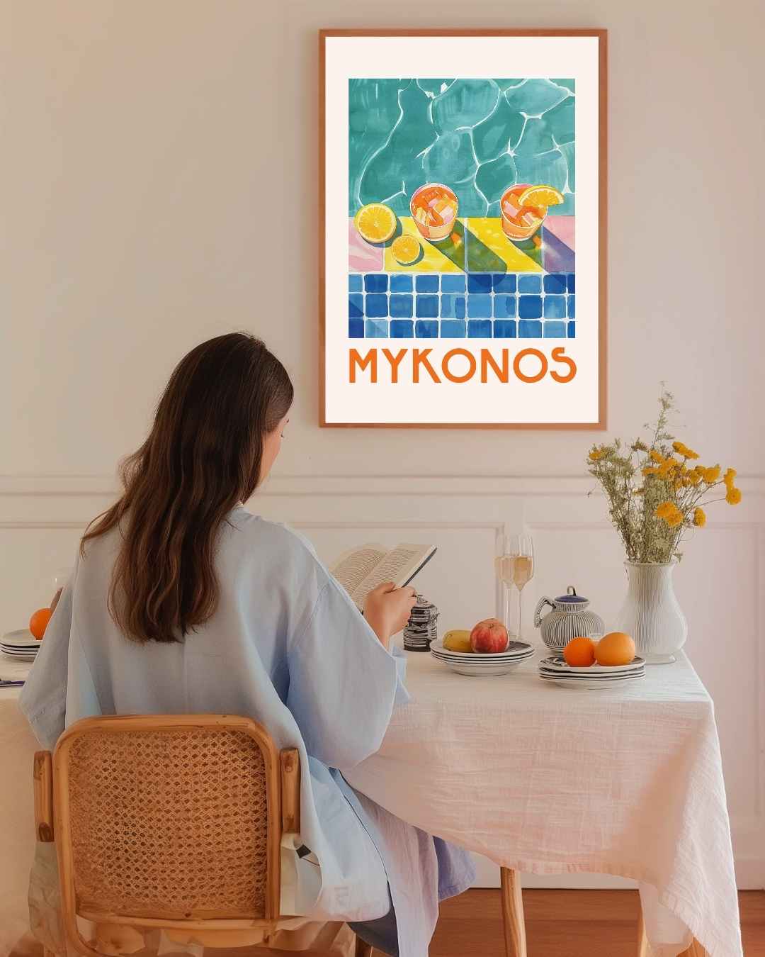 Mykonos Poolside Poster – staande poster voor modern interieur