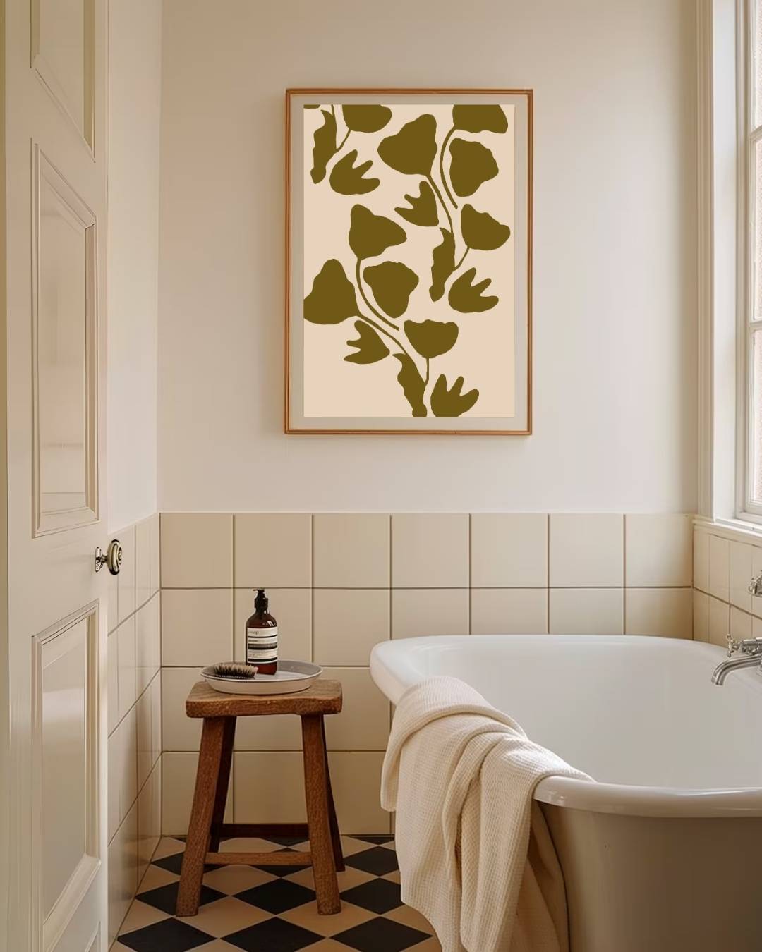 Groen abstract bladpatroon Poster – staande poster voor modern interieur