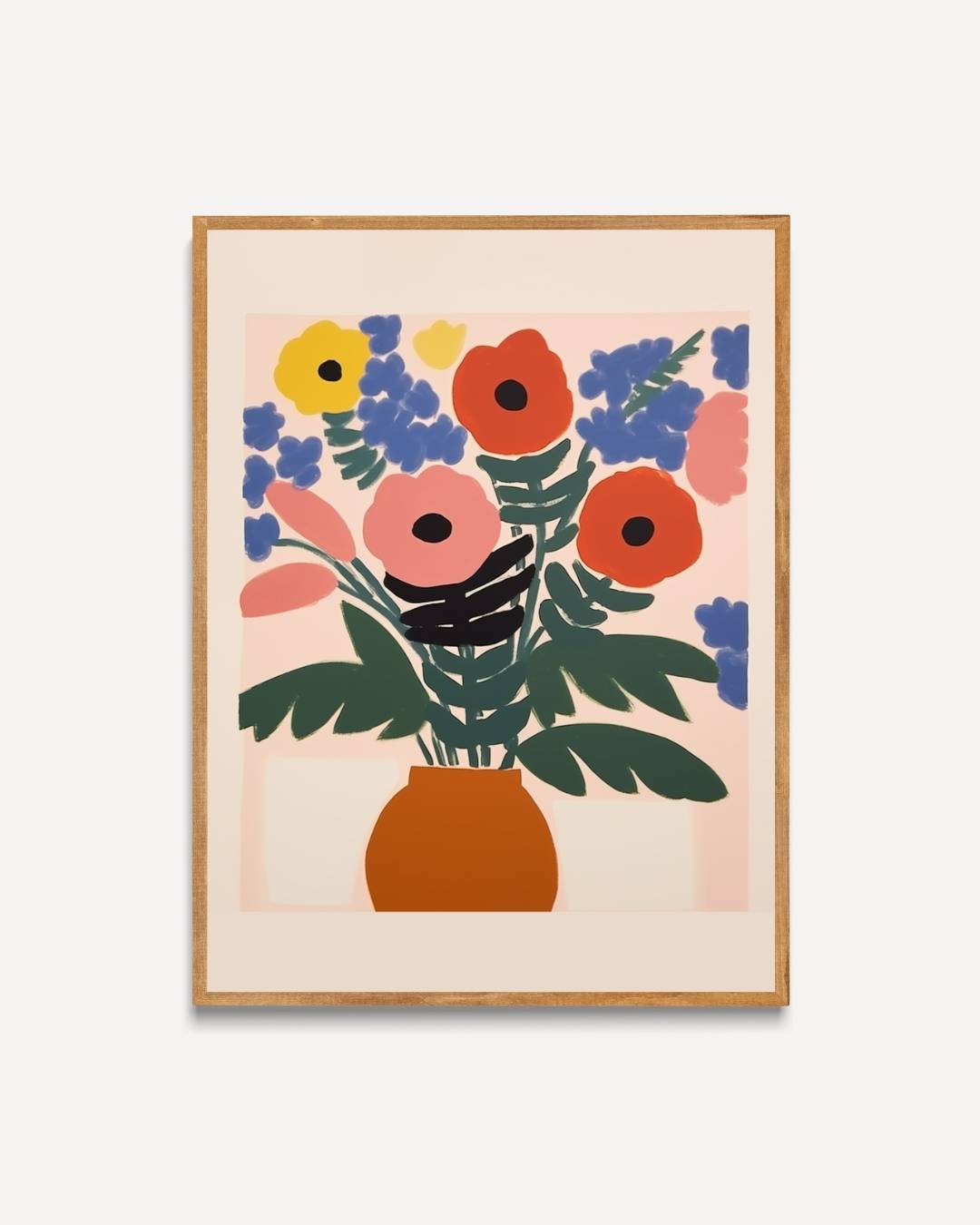 Bloemen in oranje vaas Poster – portret poster als wanddecoratie