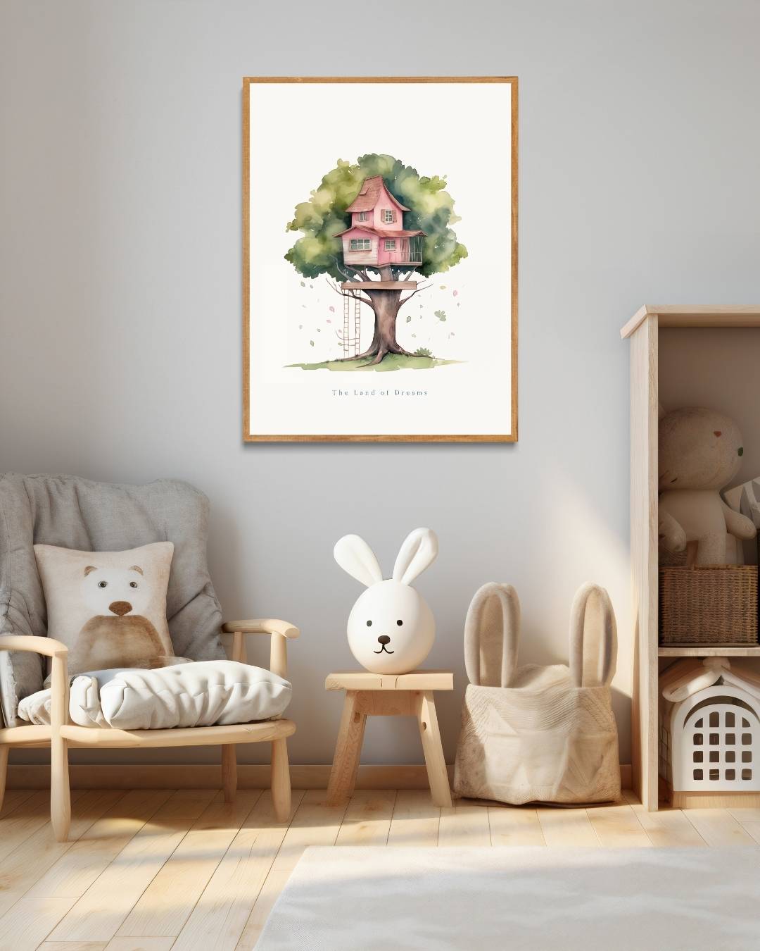 Dromenland boomhut Poster – staande poster voor modern interieur