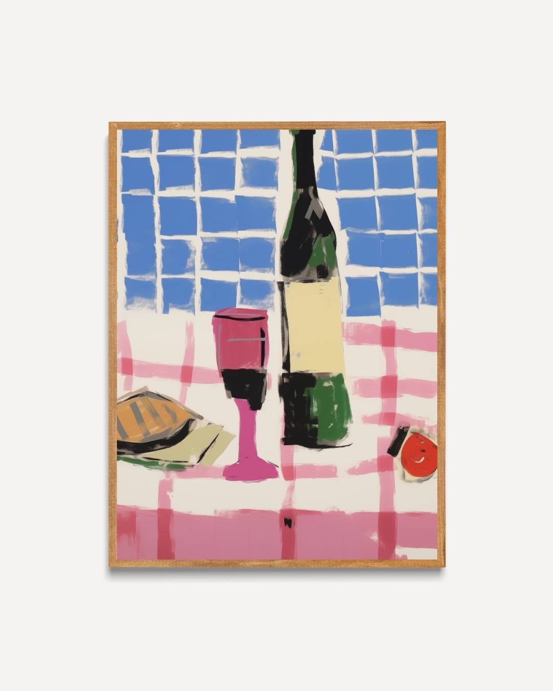 Wijnfles en glas Poster – portret poster als wanddecoratie