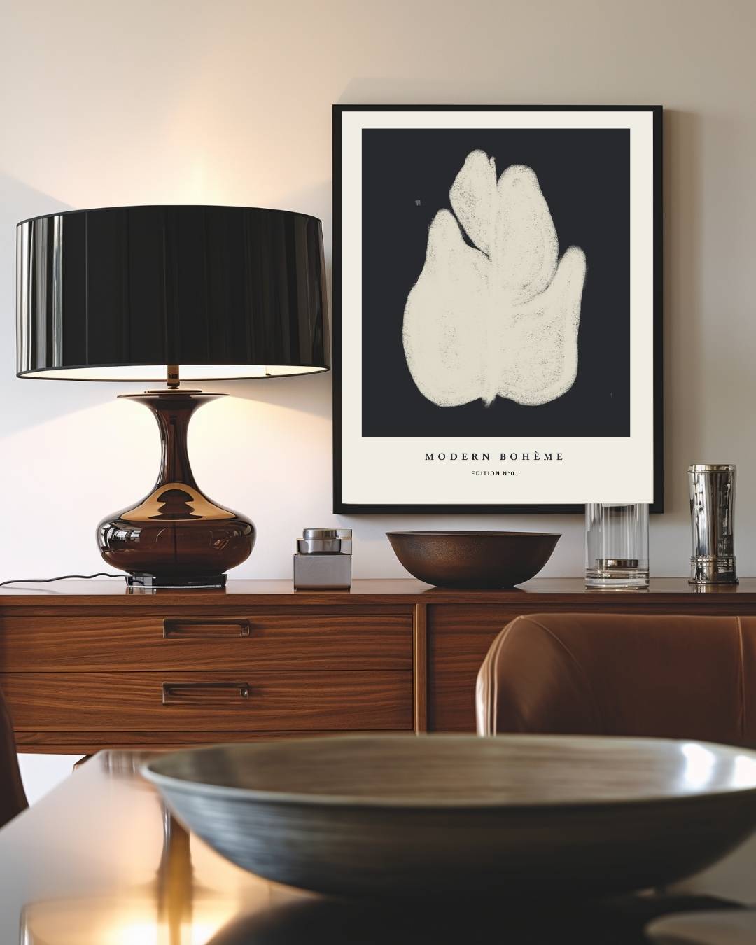 Monochroom blad Poster – staande poster voor modern interieur