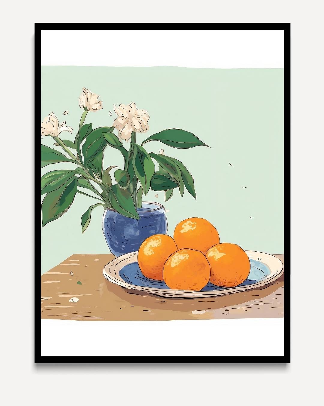 Sinaasappels op tafel – portret kunstwerk als wanddecoratie