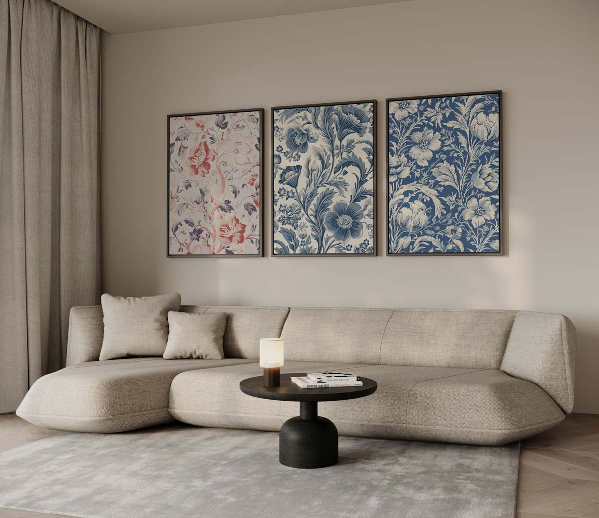 Florale variatie – drieluik voor modern interieur