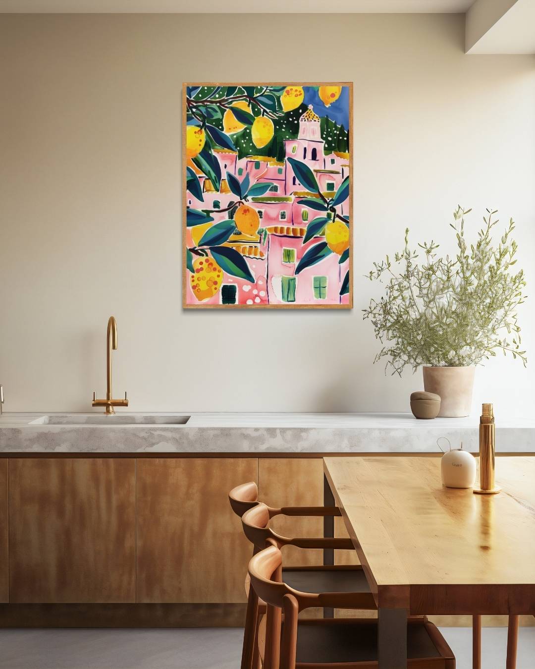 Mediterrane citroenstad Poster – staande poster voor modern interieur