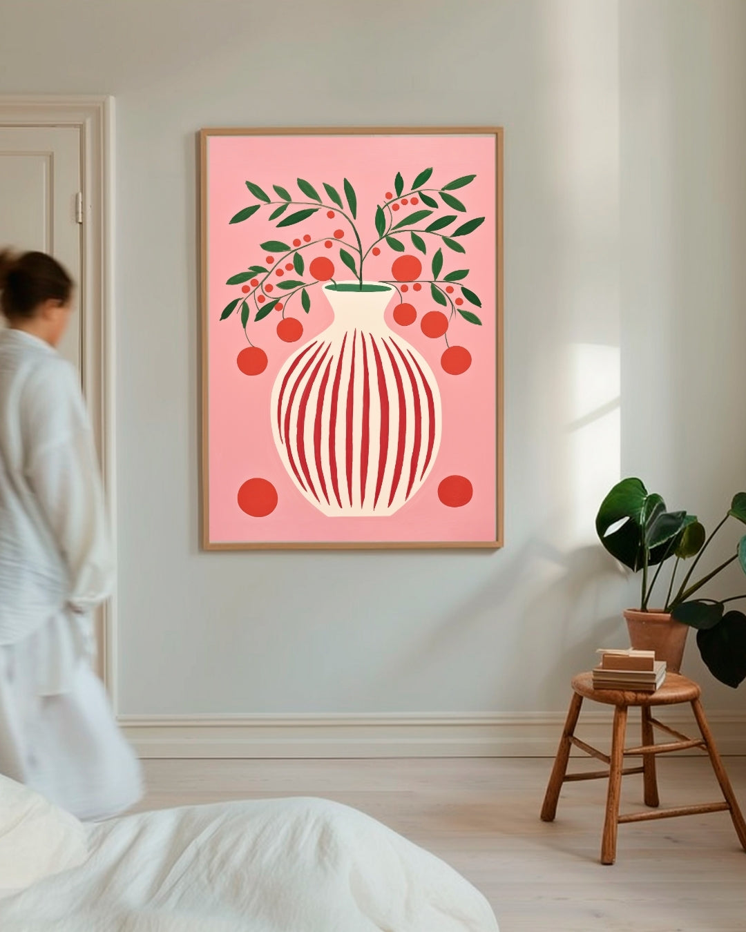 Vrolijke Bloemenvaas Poster – portret wanddecoratie van WallArtistic