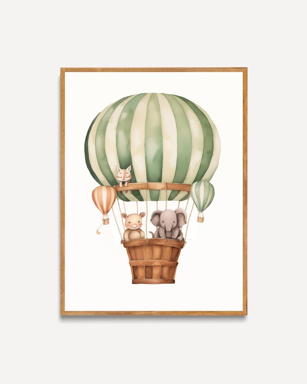 Dierenvrienden in een luchtballon Poster – portret poster als wanddecoratie