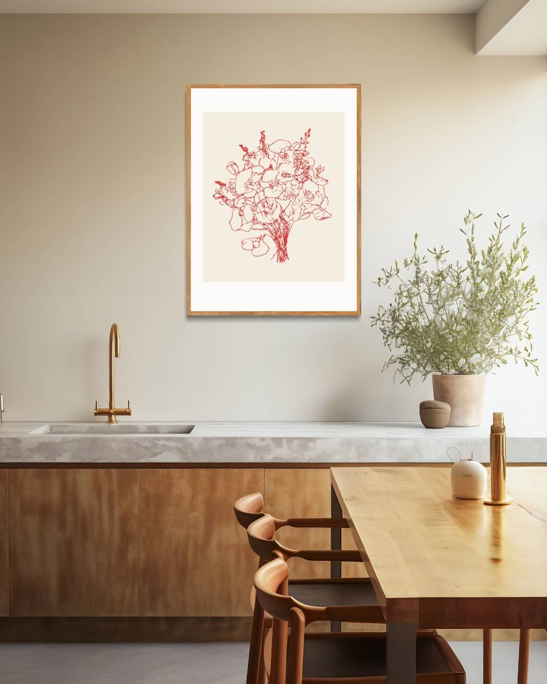Rood bloemboeket Poster Kunstwerk – staande poster voor modern interieur