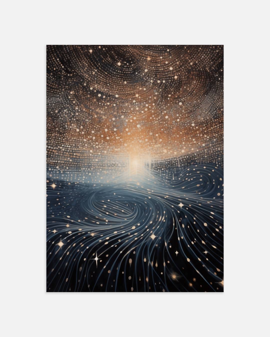 Kosmische lichtstralen Poster – portret wanddecoratie van WallArtistic