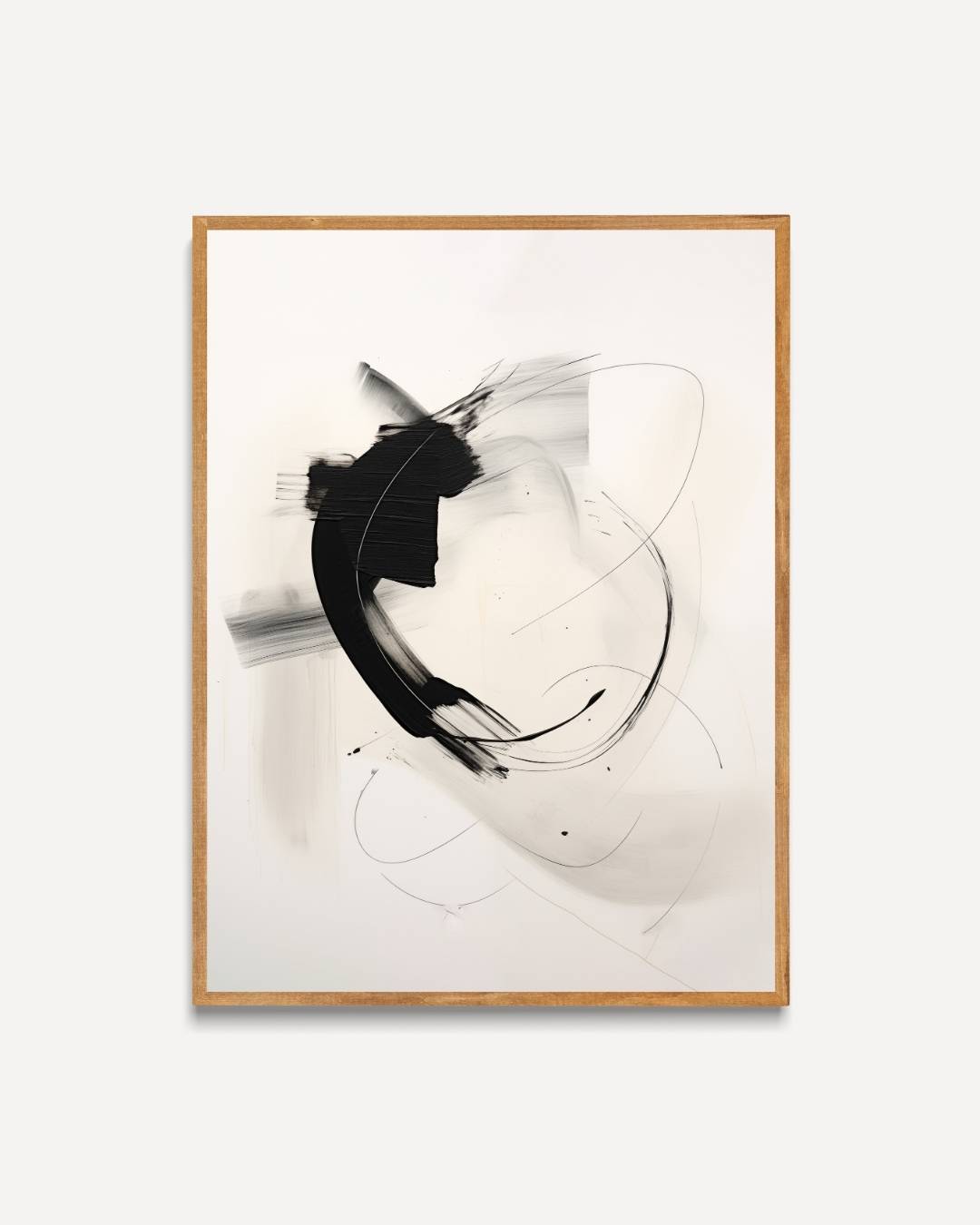 Abstracte penseelstreken in zwart-wit Poster – portret poster als wanddecoratie