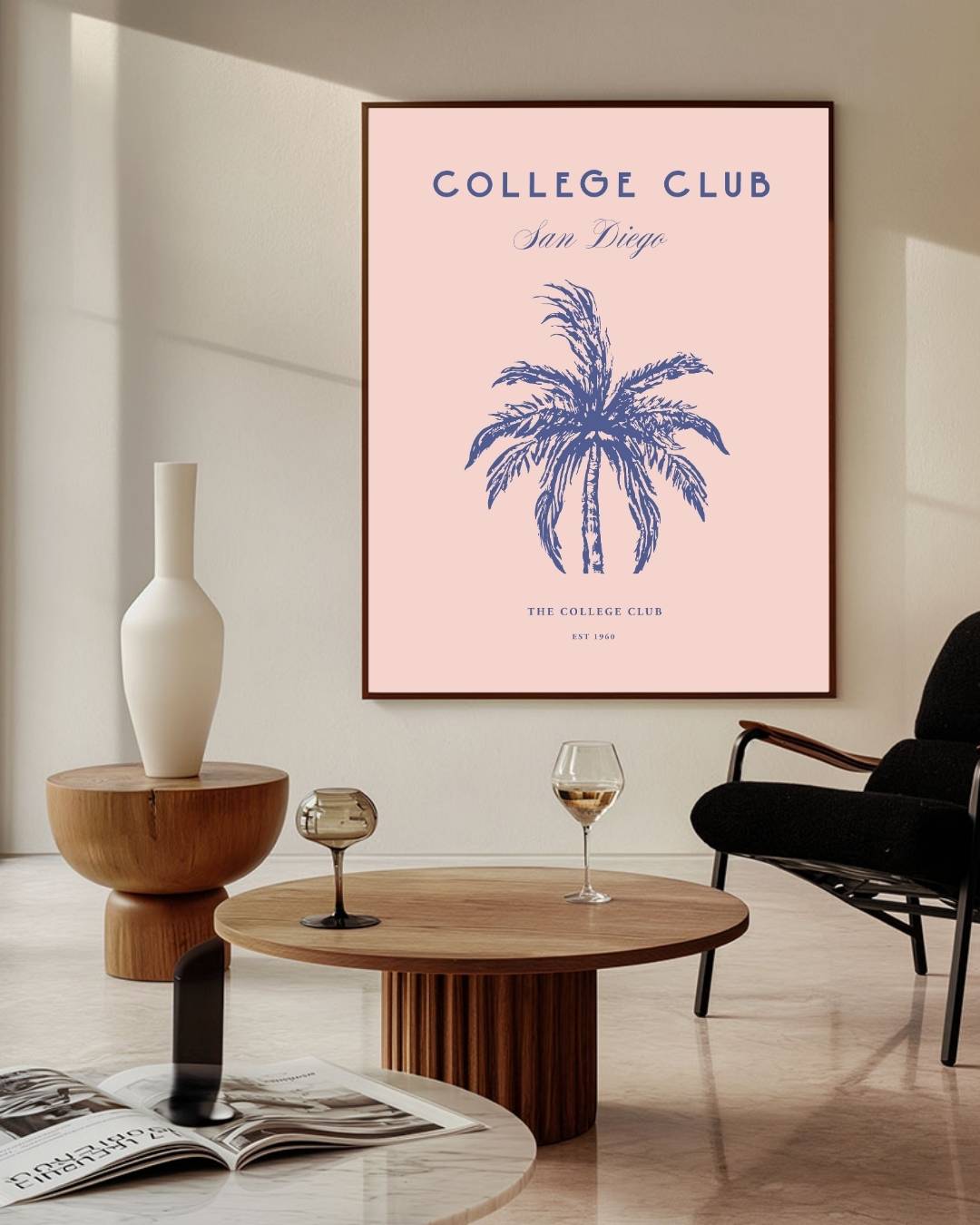 College Club San Diego Poster – staande poster voor modern interieur