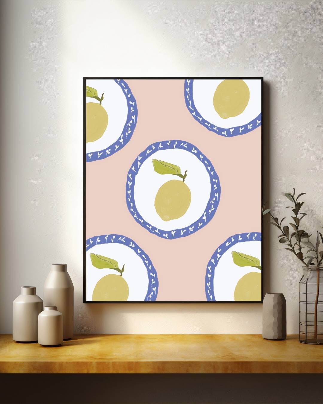 Citroenpatroon Poster – staande poster voor modern interieur