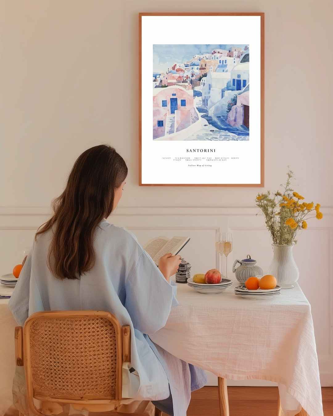 Santorini Serenity Poster – staande poster voor modern interieur