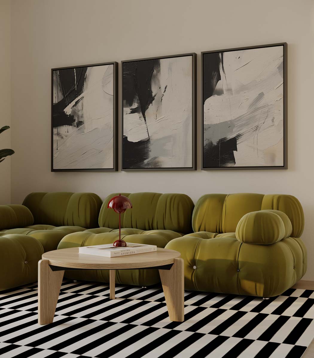 Zwart-wit contrast – drieluik voor modern interieur