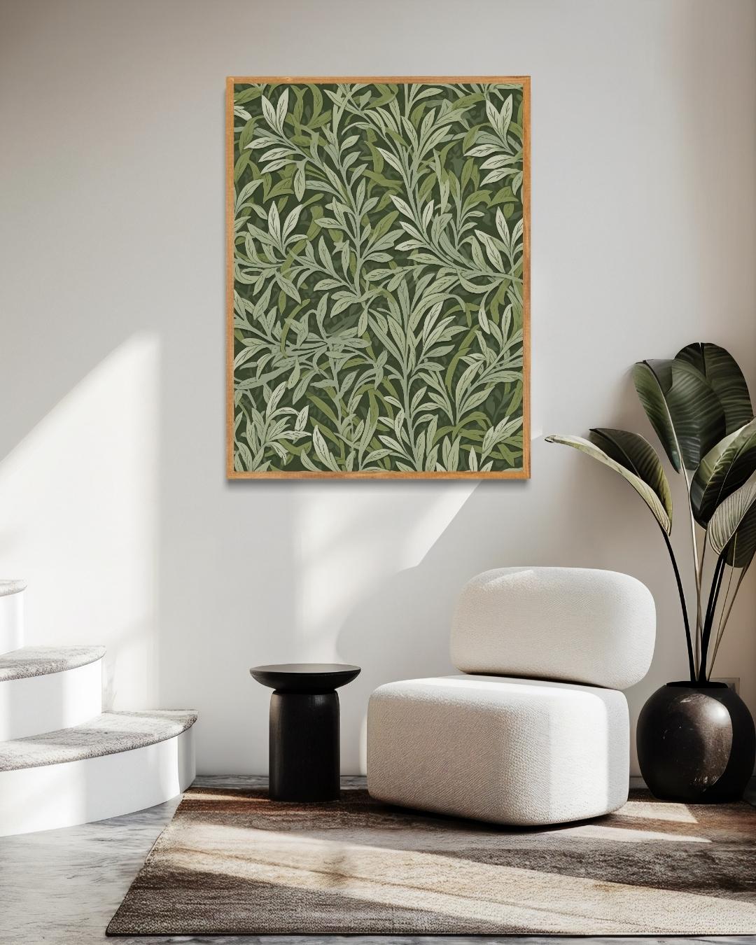 Groen bladerpatroon Poster – staande poster voor modern interieur