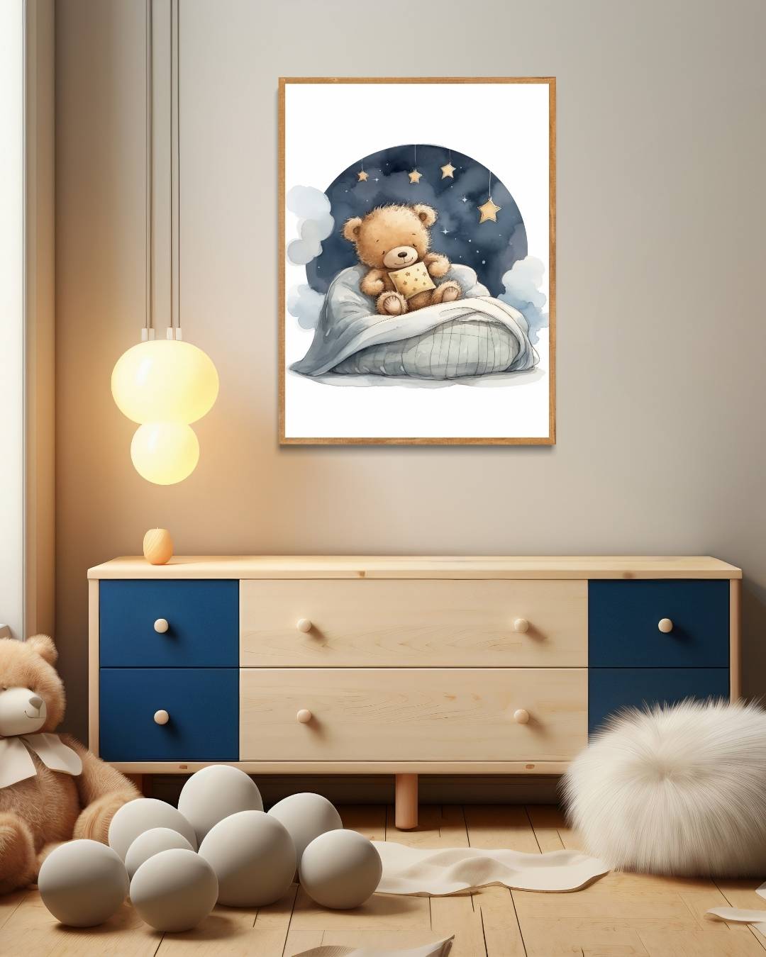 Dromende knuffelbeer Poster – staande poster voor modern interieur
