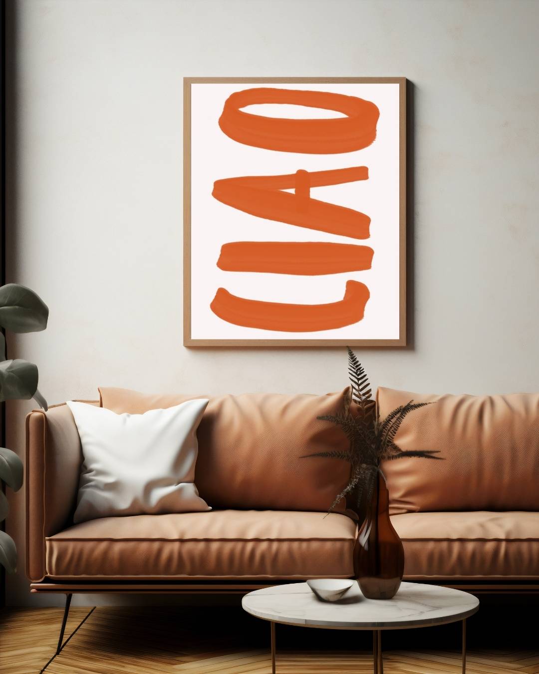 Ciao oranje Poster – staande poster voor modern interieur