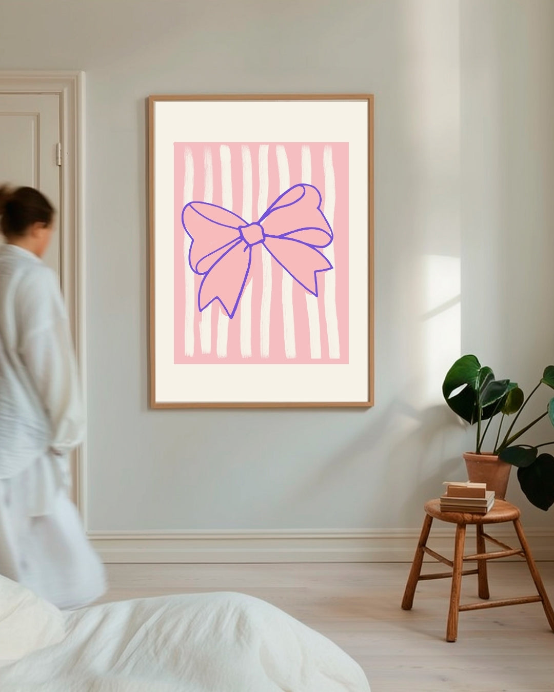 Strik op Roze Strepen Poster – portret wanddecoratie van WallArtistic
