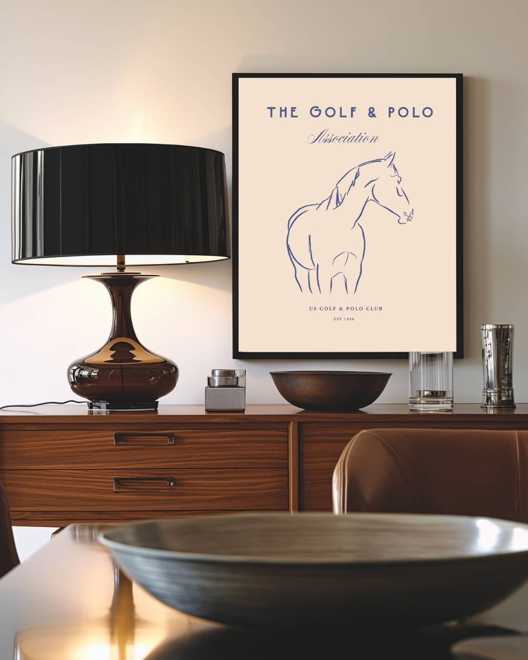 The Golf & Polo Association paard Poster – staande poster voor modern interieur