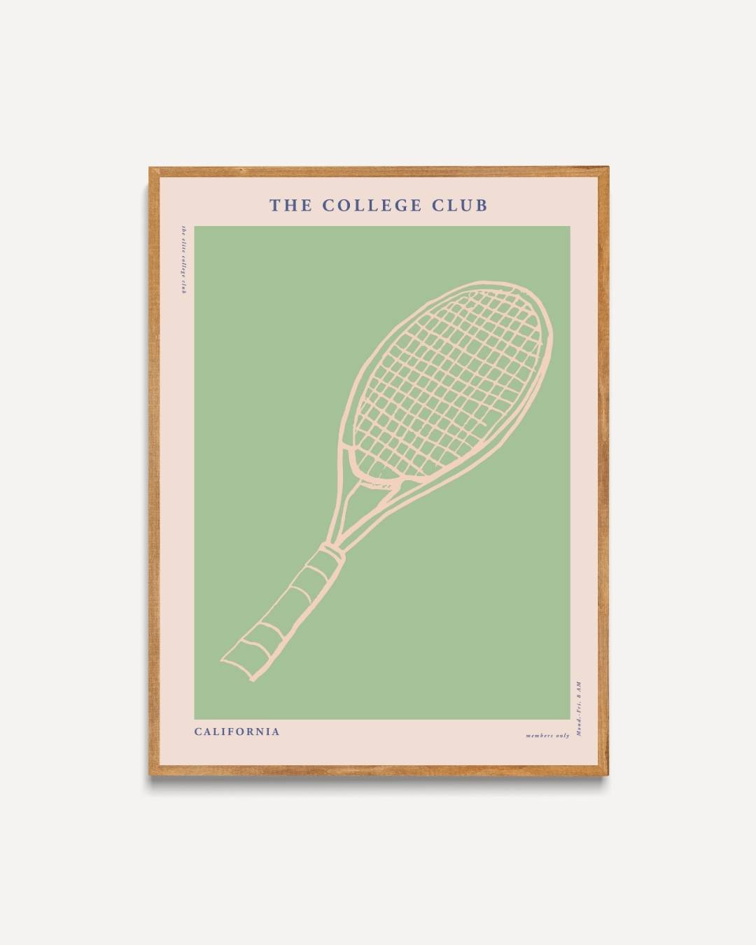 The College Club tennisracket Poster – portret poster als wanddecoratie