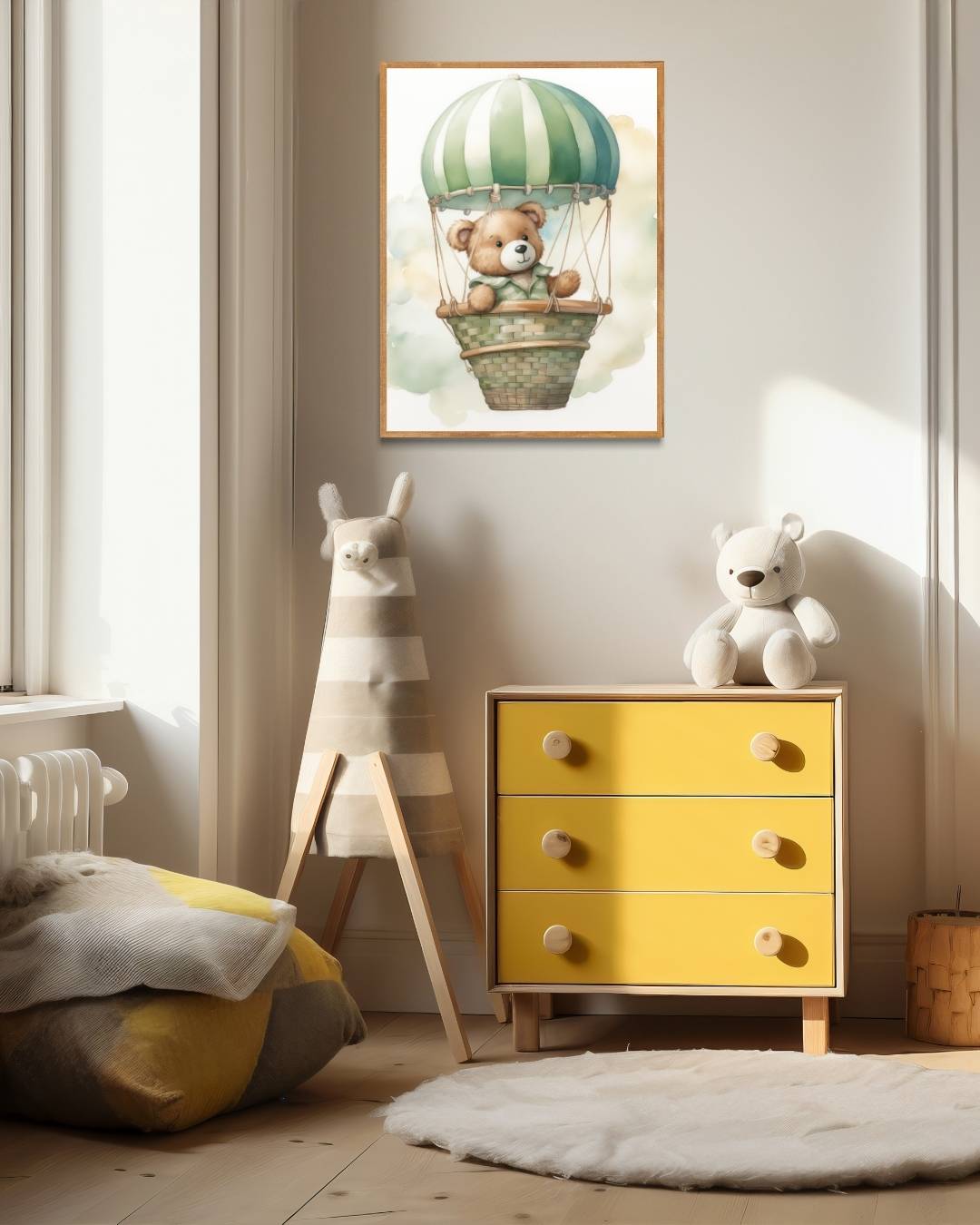 Teddy op luchtavontuur Poster – staande poster voor modern interieur