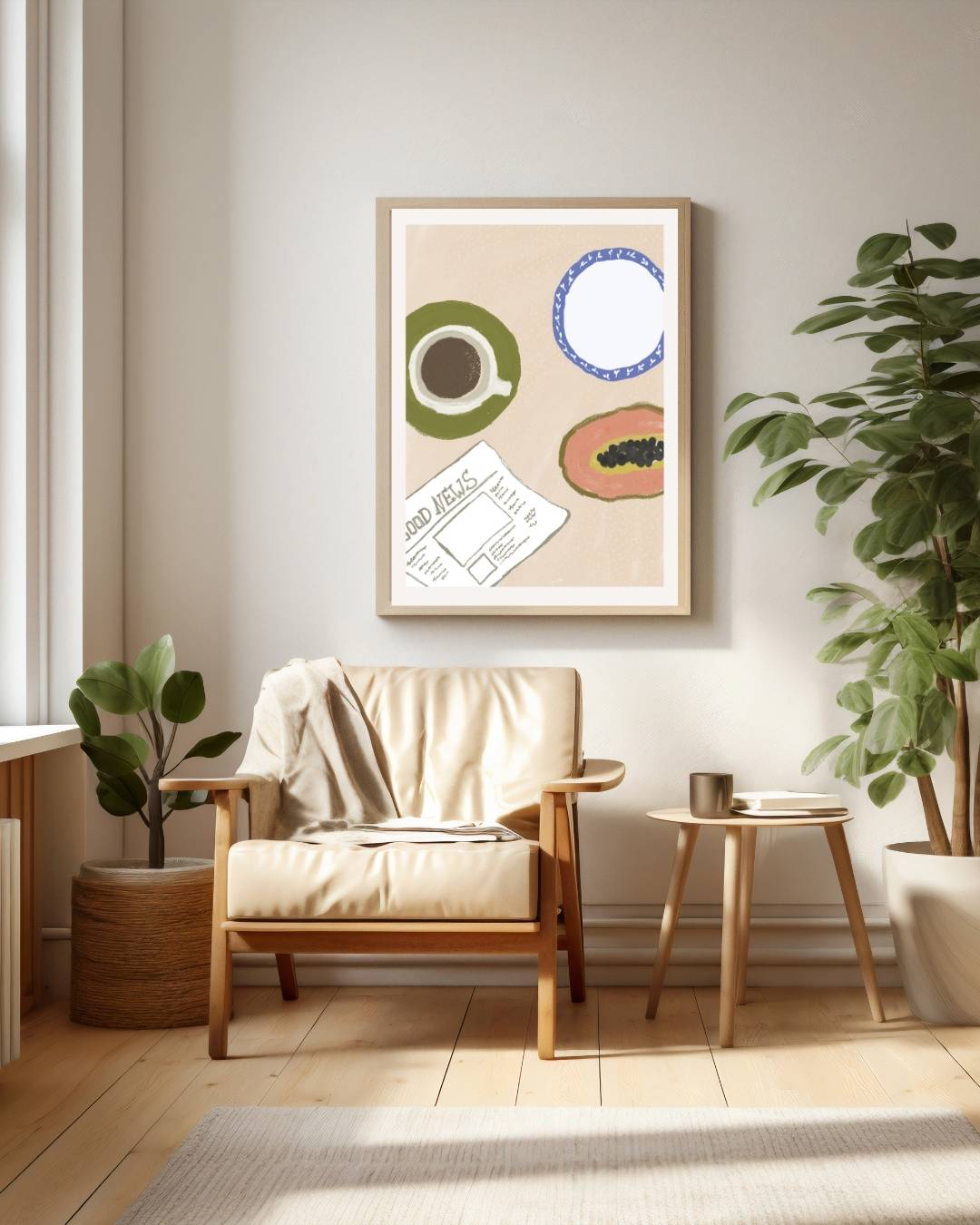 Gezellige ontbijttafel Poster – staande poster voor modern interieur