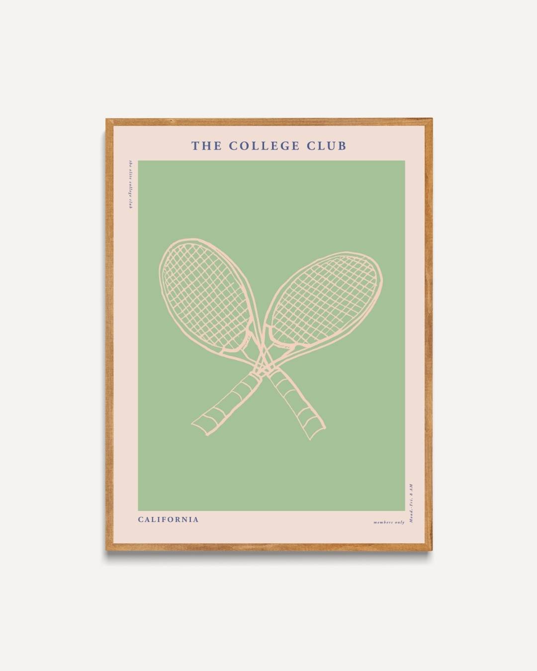 The College Club gekruiste tennisrackets Poster – portret poster als wanddecoratie