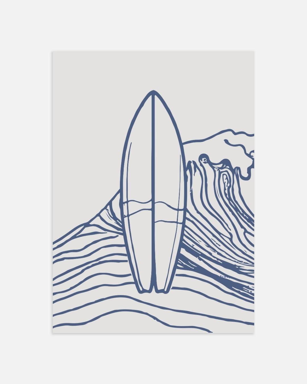 Surfplank en golven Poster – portret wanddecoratie van WallArtistic