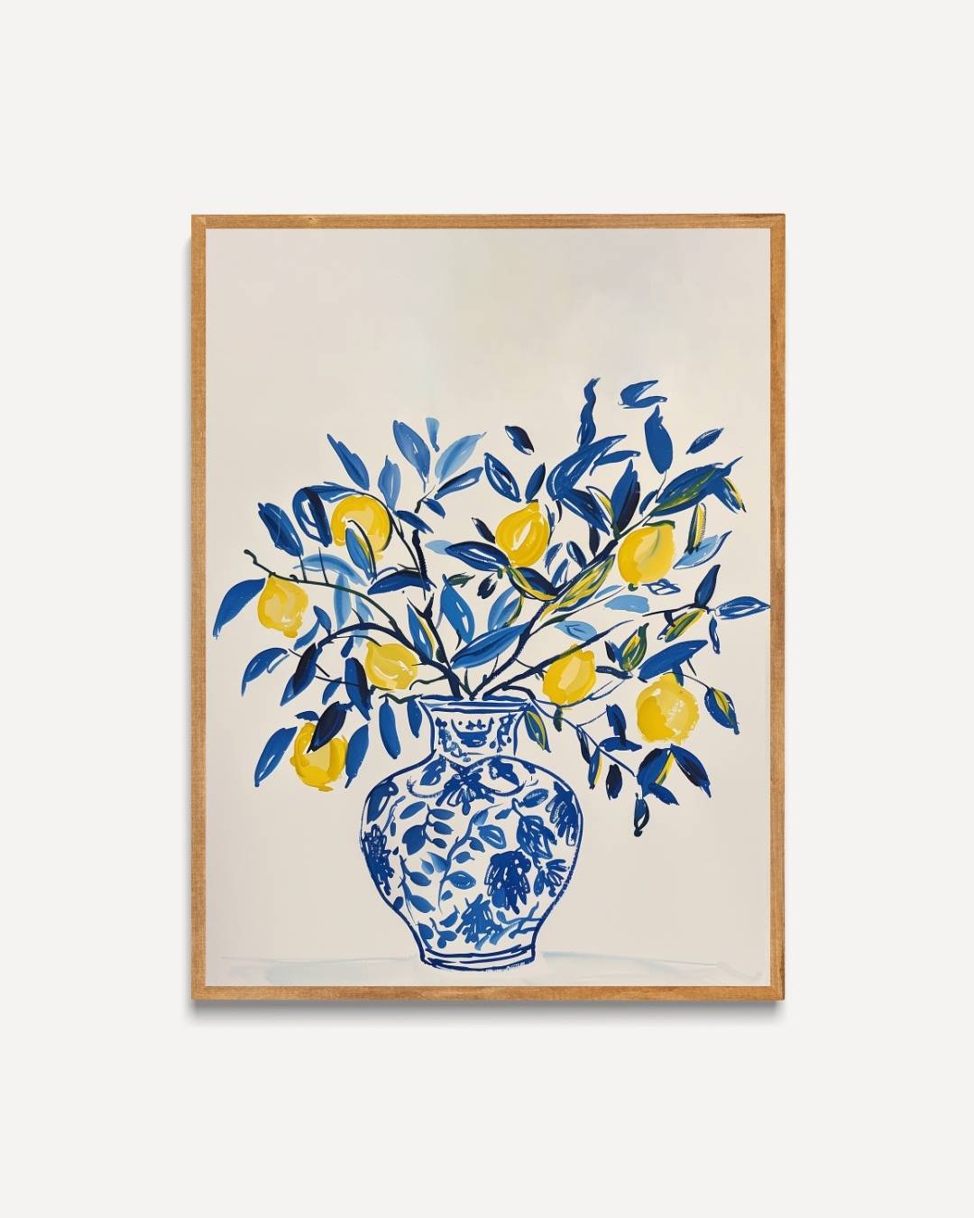Blauwe vaas met citroenboom Poster – portret poster als wanddecoratie