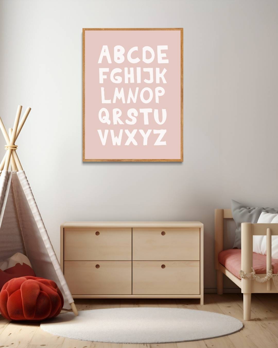 Speelse alfabet Poster – staande poster voor modern interieur