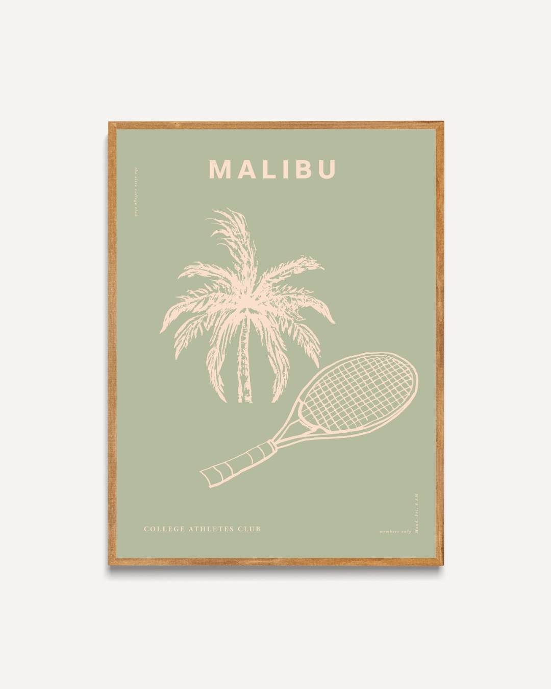 Malibu tennisracket en palmboom Poster – portret poster als wanddecoratie