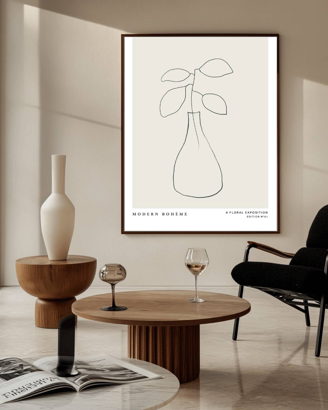 Vaas met bladeren Poster – staande poster voor modern interieur