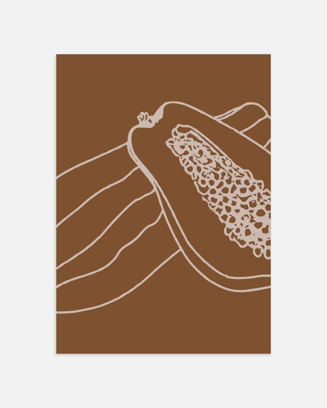 Papaya Outline Poster – portret wanddecoratie van WallArtistic