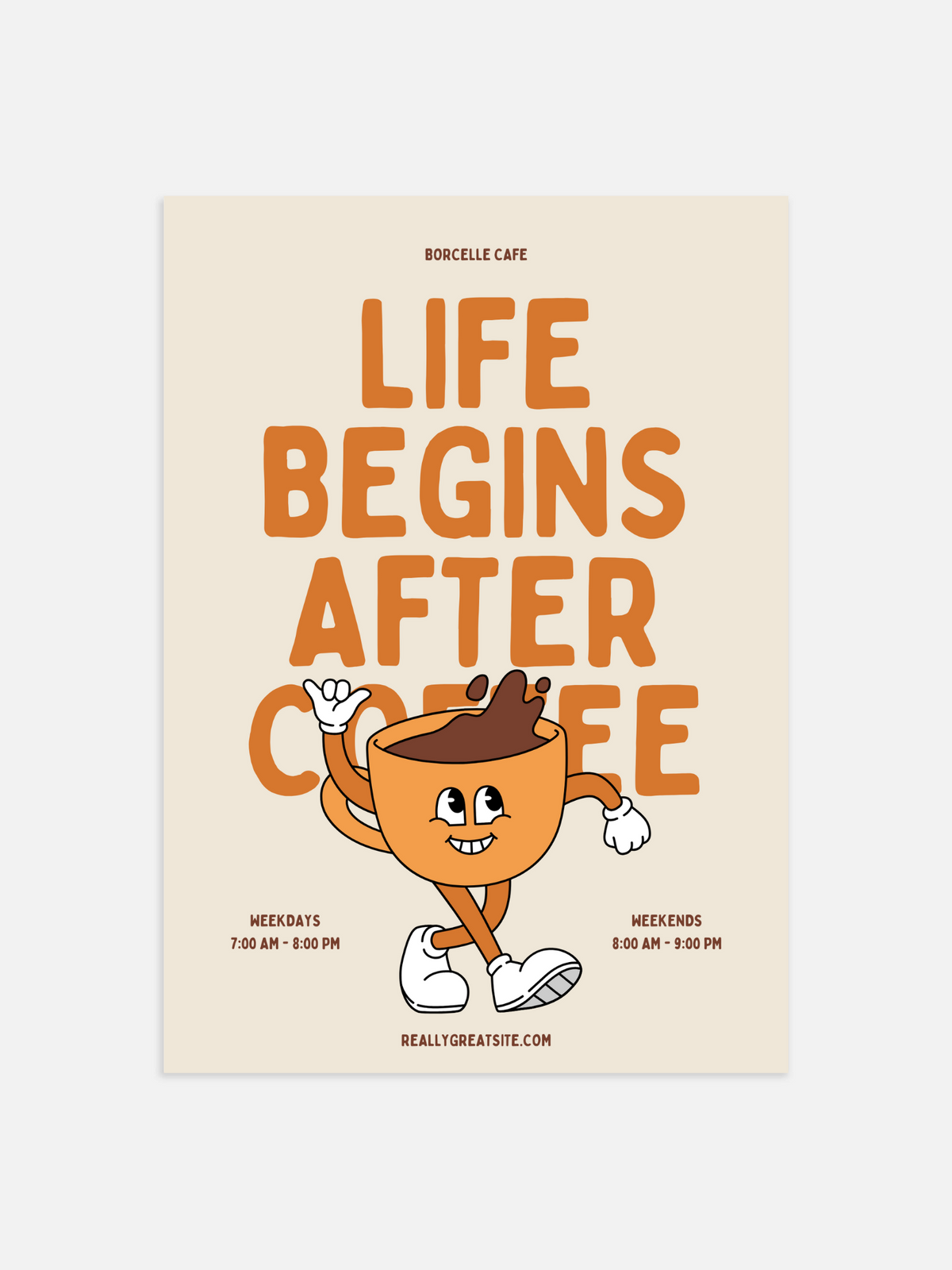 Life begins after coffee Poster – portret poster als wanddecoratie